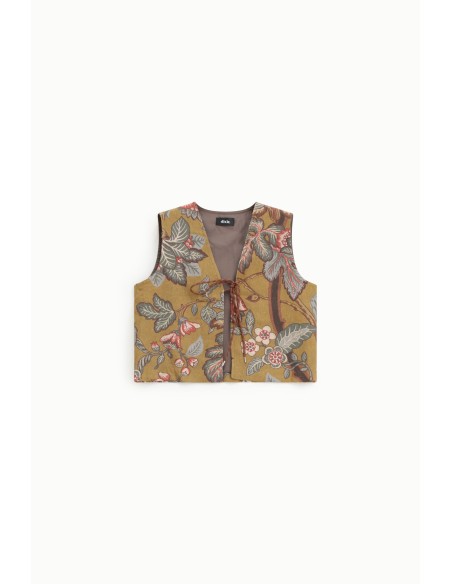 Colete estampado com cordões decorativos frontais Dixie