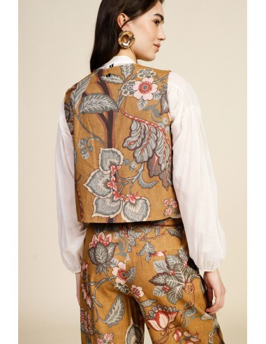 Colete Estampado Com Cordões Decorativos Frontais Dixie