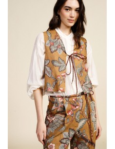 Colete estampado com cordões decorativos frontais Dixie