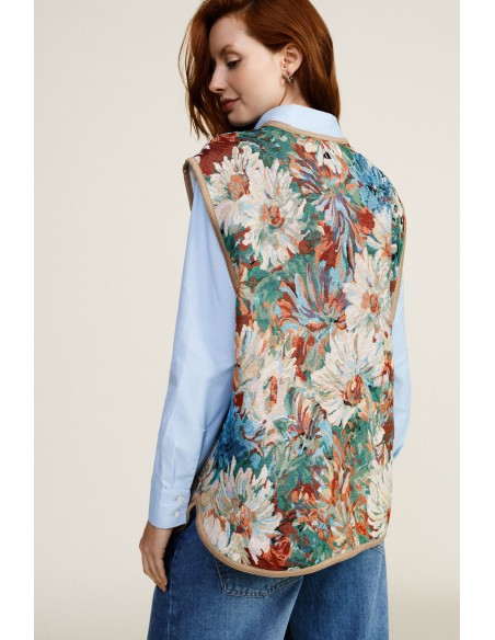 Colete estampado floral com bolsos frontais Dixie