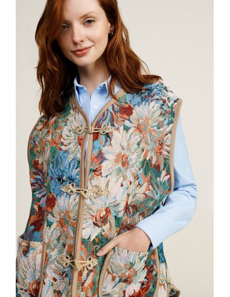 Colete com Estampa Floral e Bolsos Frontais Dixie