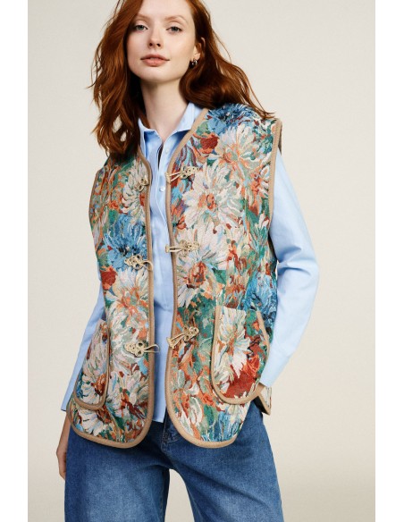Colete Estampado Floral Com Bolsos Frontais Dixie