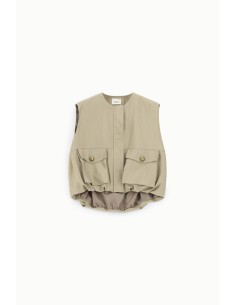 Colete curto com bolsos aplicados frontais Dixie