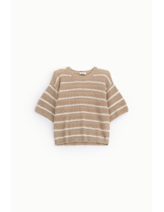 Top às Riscas com Mangas Largas e Decote Redondo Dixie 2