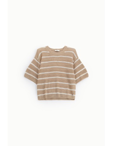 Top às riscas com mangas largas e decote redondo Dixie