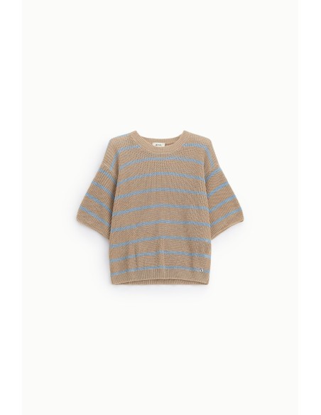 Top às riscas com mangas largas e decote redondo Dixie