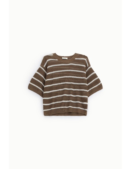 Top às Riscas com Mangas Largas e Decote Redondo Dixie