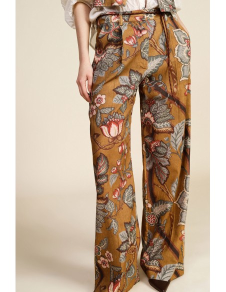 Calças Palazzo com Estampa Floral Cintura Alta Dixie
