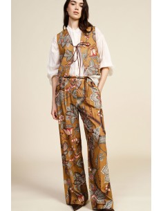 Calças palazzo com estampa floral e cintura alta Dixie