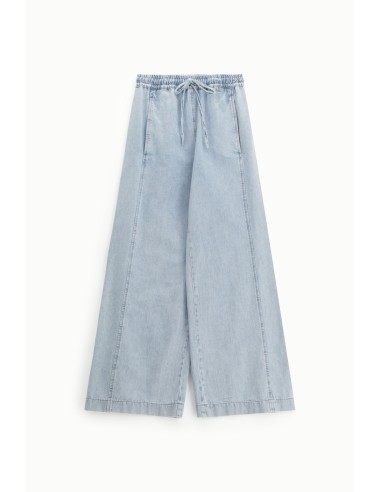 Jeans de perna larga com cintura alta e cordão Dixie