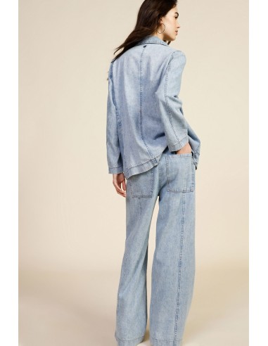 Jeans de perna larga com cintura alta e cordão Dixie