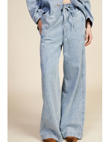 Jeans de Perna Larga com Cintura Alta e Cordão Dixie