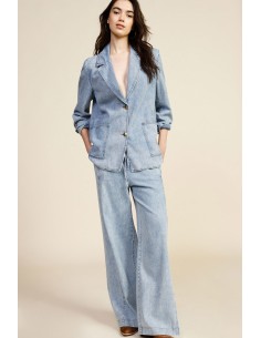 Jeans de Perna Larga com Cintura Alta e Cordão Dixie