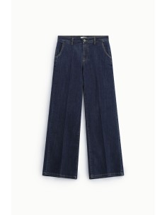 Calças de Perna Larga com Costuras Frontais Dixie