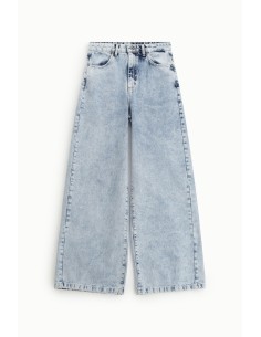 Jeans de Perna Larga Cintura Alta Lavagem Clara Dixie 2