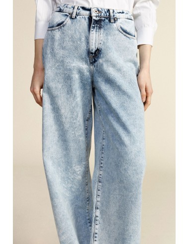 Jeans de perna larga cintura alta lavagem clara Dixie