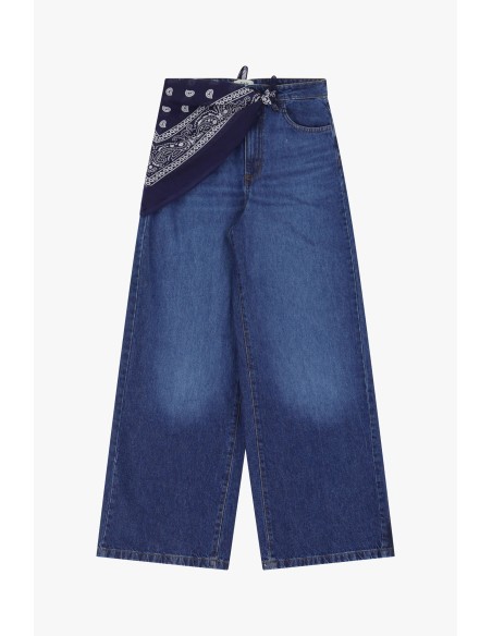 Calças de ganga de perna larga com cinto Dixie