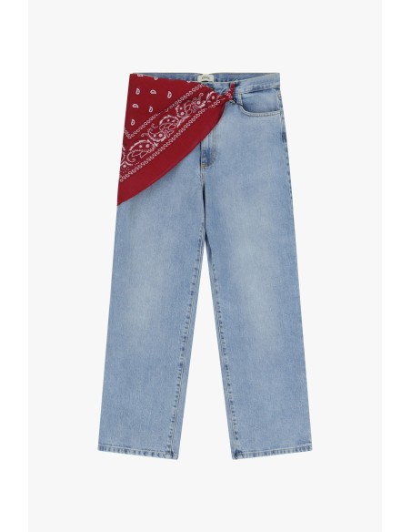 Jeans de perna reta com bandana Dixie