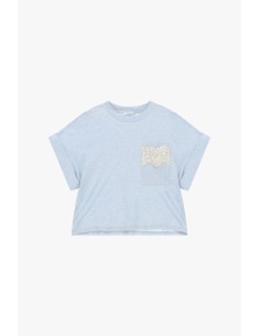 T-shirt de mangas curtas com bolsinho e detalhe em renda Dixie