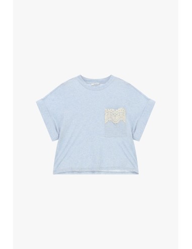 T-shirt de mangas curtas com bolsinho e detalhe em renda Dixie