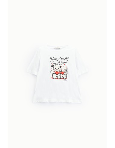 T-shirt estampada com corações e mangas curtas Dixie
