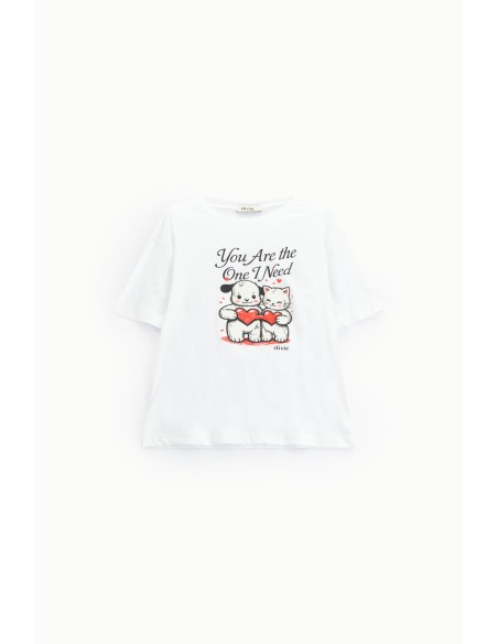 T-shirt estampada com corações e mangas curtas Dixie