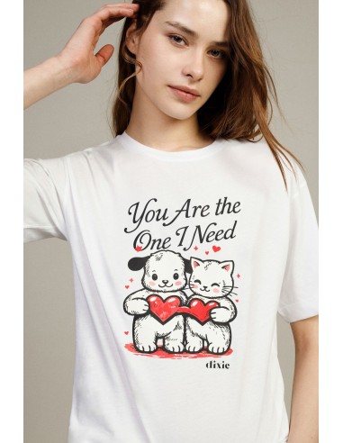 T-shirt com estampa de corações e mangas curtas Dixie