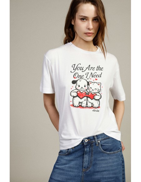 T-Shirt com estampa de corações e mangas curtas Dixie