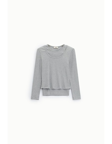 T-shirt de mangas compridas com efeito sobreposto Dixie