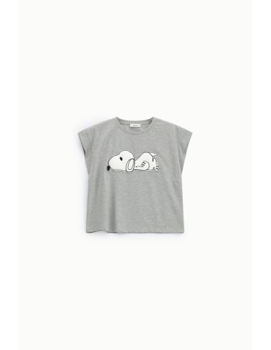T-Shirt de Manga Curta com Estampa Frontal do Snoopy Dixie