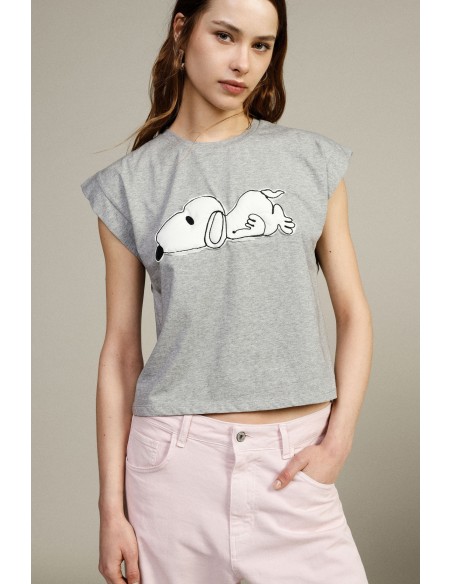 T-shirt de manga curta com estampa frontal do Snoopy Dixie