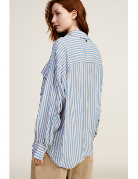 Camisa oversize às riscas com bolsos frontais Dixie