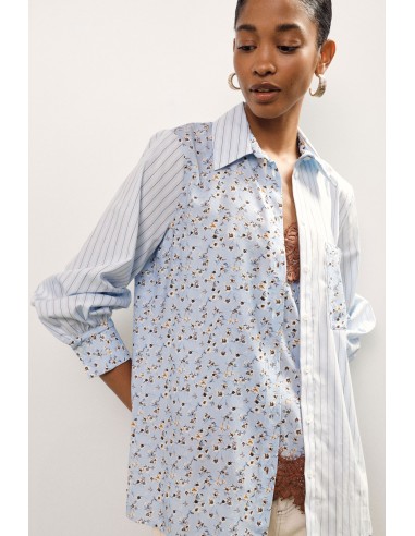 Camisa às riscas e floral com bolso frontal Dixie