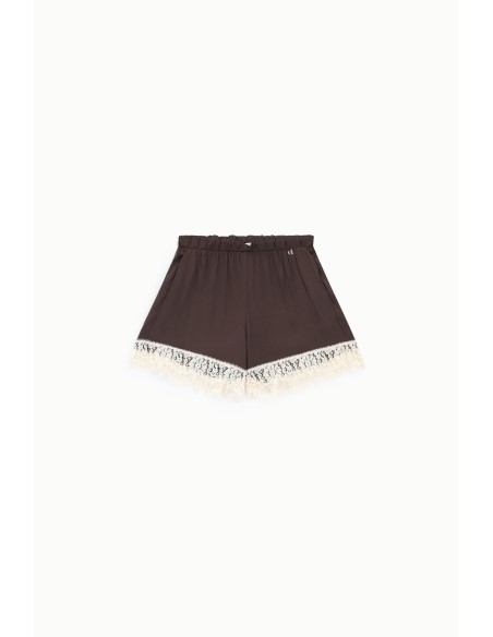Shorts Corte Regular com Barra em Renda Floral Dixie