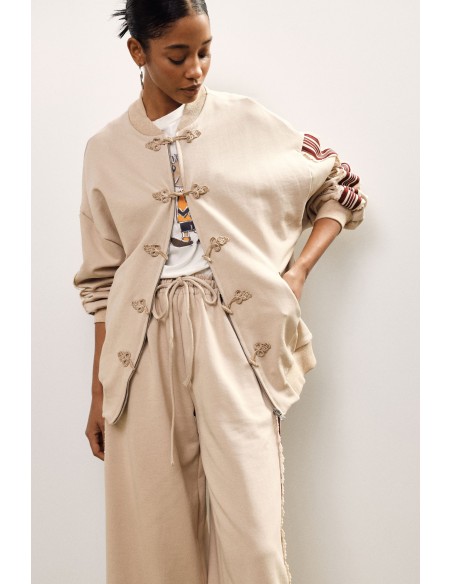 Felpa Zip Dettagli Intrecciati Maniche Ricamo Dixie - Vestiti Firma...