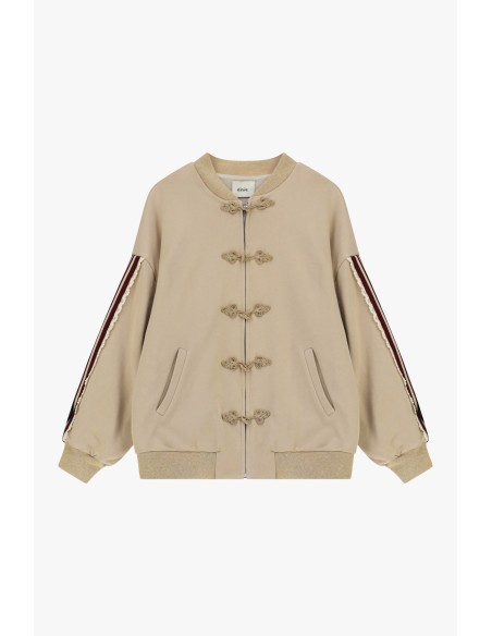 Sweat com fecho Detalhes trançados nas mangas Bordado Dixie