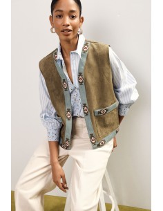 Gilet Con Profili Ricamati E Tasche Frontali Dixie - Vestiti Firmat...