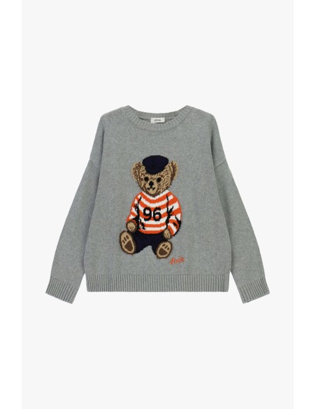Camisola de gola redonda com urso e mangas compridas Dixie