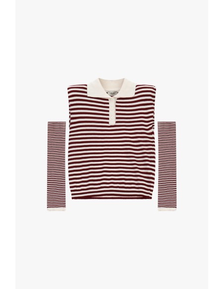 T-Shirt Às Riscas Com Gola E Mangas Compridas Dixie