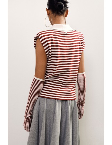 T-shirt às riscas com gola e mangas compridas Dixie