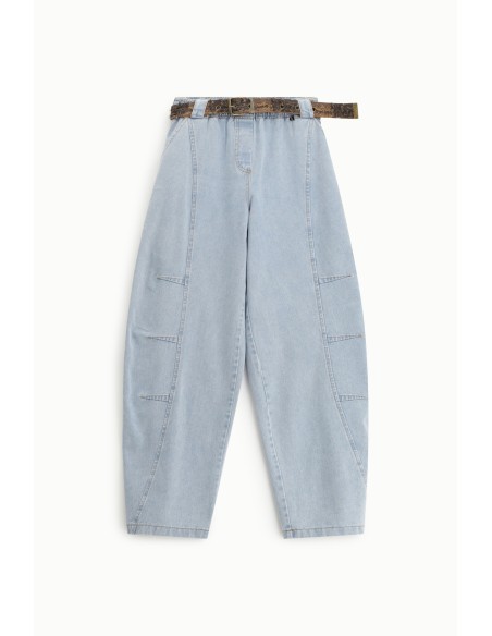 Jeans Balloon Con Cintura In Vita Decorativa Dixie - Vestiti Firmat...