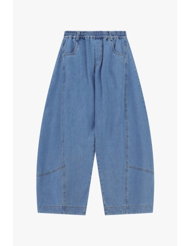 Jeans Balão com Elástico na Cintura e Costuras Curvas Dixie