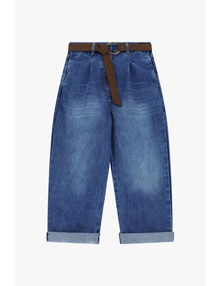 Jeans baggy de cintura alta com cinto de tecido Dixie