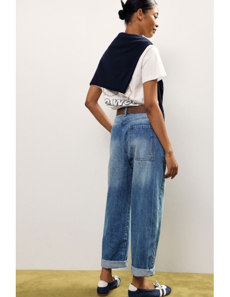 Jeans baggy de cintura alta com cinto em tecido Dixie