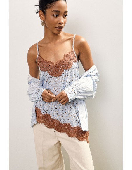 Top Spalline Sottili E Bordo In Pizzo Asimmetrico Dixie - Vestiti F...