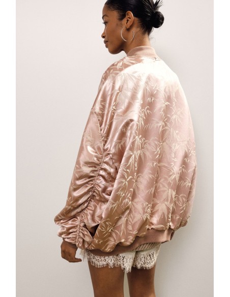 Bomber oversize com estampa foliage e fecho de correr Dixie