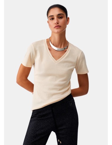 T-Shirt Con Scollo A V Liu Jo - Vestiti Firmati Life Smiles