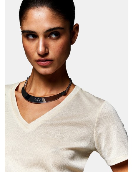 T-Shirt Con Scollo A V Liu Jo - Vestiti Firmati Life Smiles