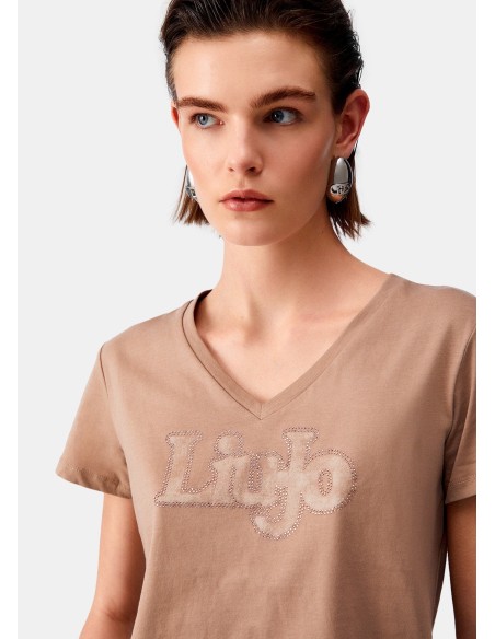 T-Shirt Con Scollo A V Liu Jo - Vestiti Firmati Life Smiles