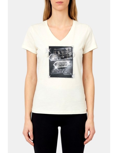 T-Shirt Con Stampa E Strass Liu Jo - Vestiti Firmati Life Smiles